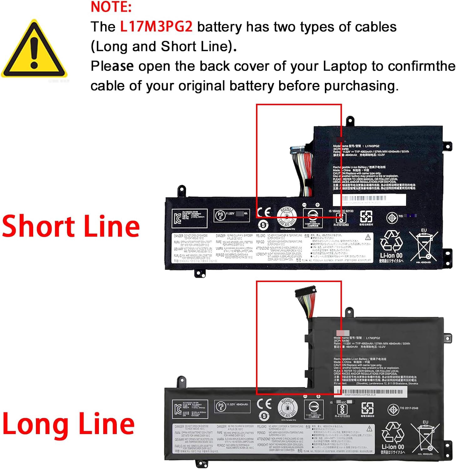 מקורי 4955mAh 57Wh Lenovo Legion Y530-15ICH 81GT Long Line סוללה